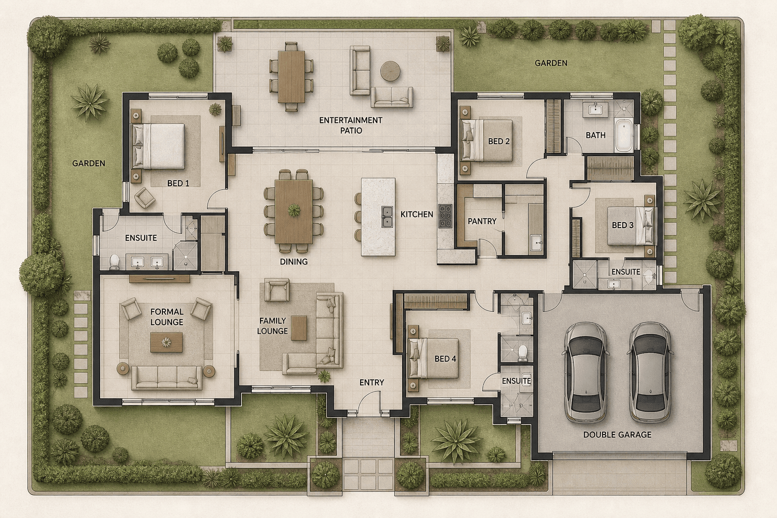 Contemporary Premium Villa illustrative generated concept floor plan
