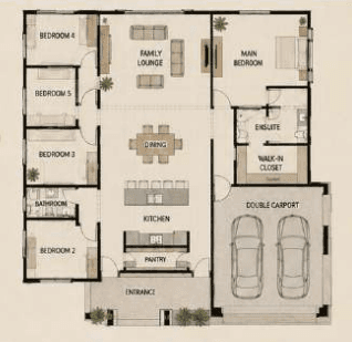 Family Value Manor source concept sheet including floor plan