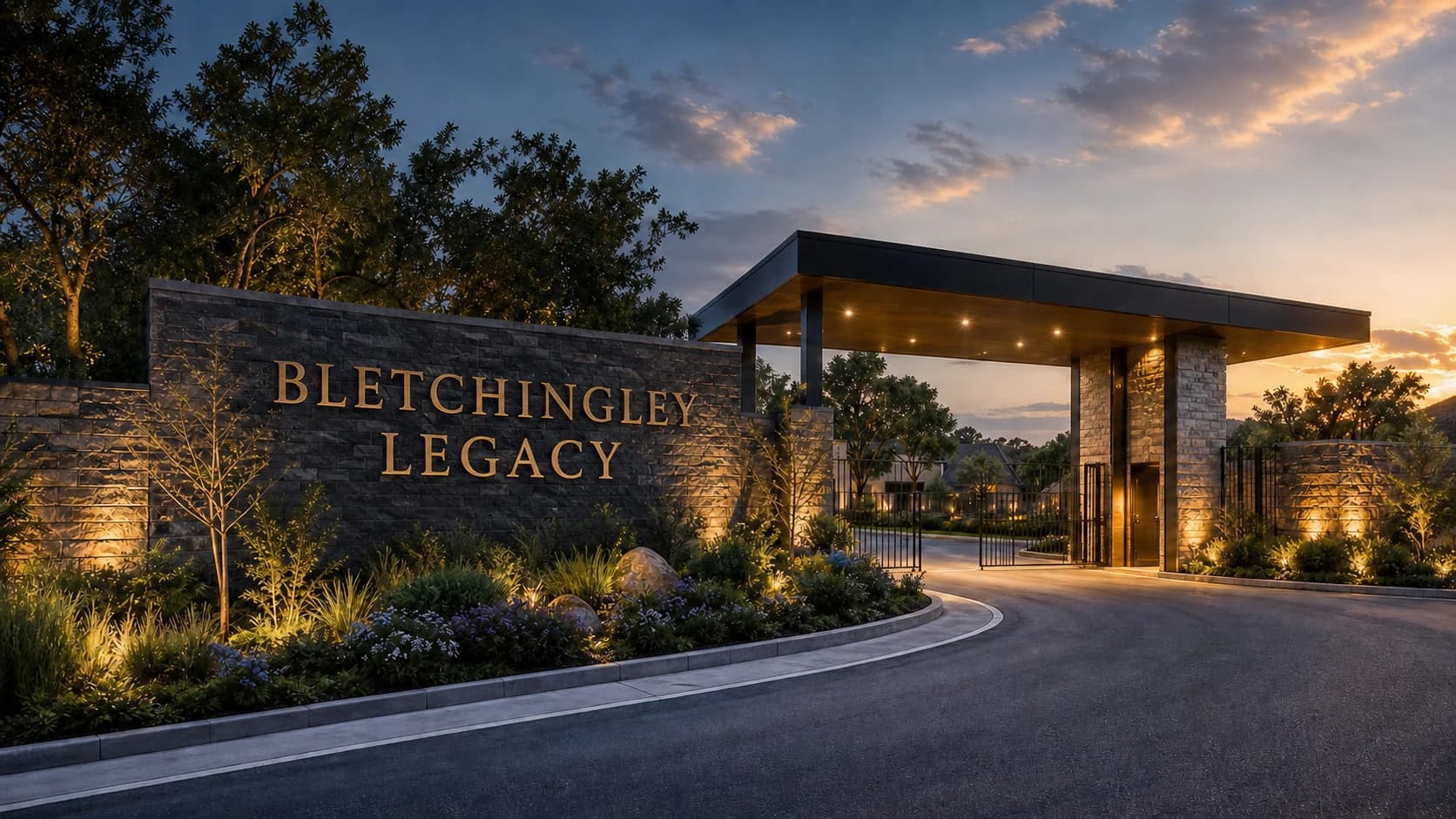Bletchingley Gateway entrance concept with the gateway identity visible.