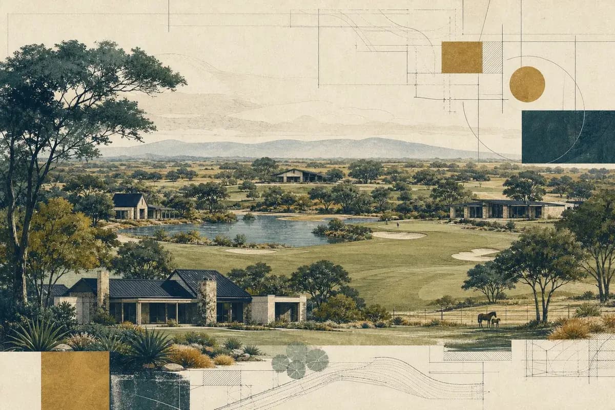 Bletchingley Gateway conceptual community visual showing homes, shared green space and a connected destination setting.