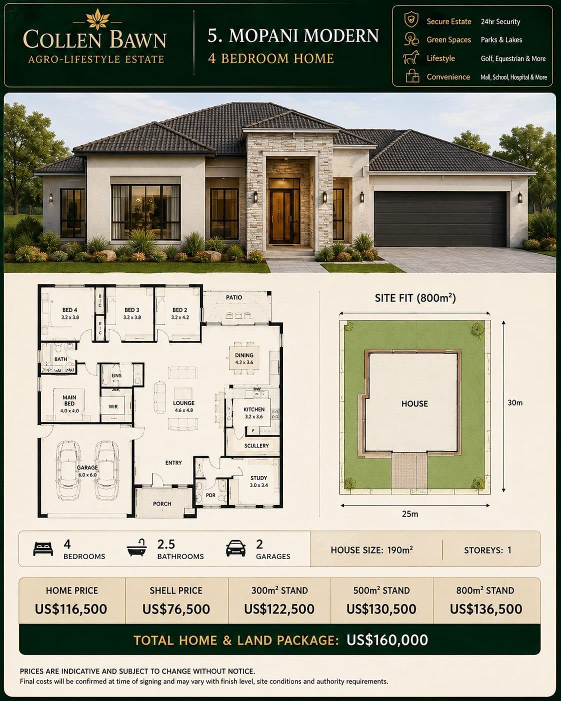 Mopani Modern Colleen Bawn home concept visual from the buyer pamphlet