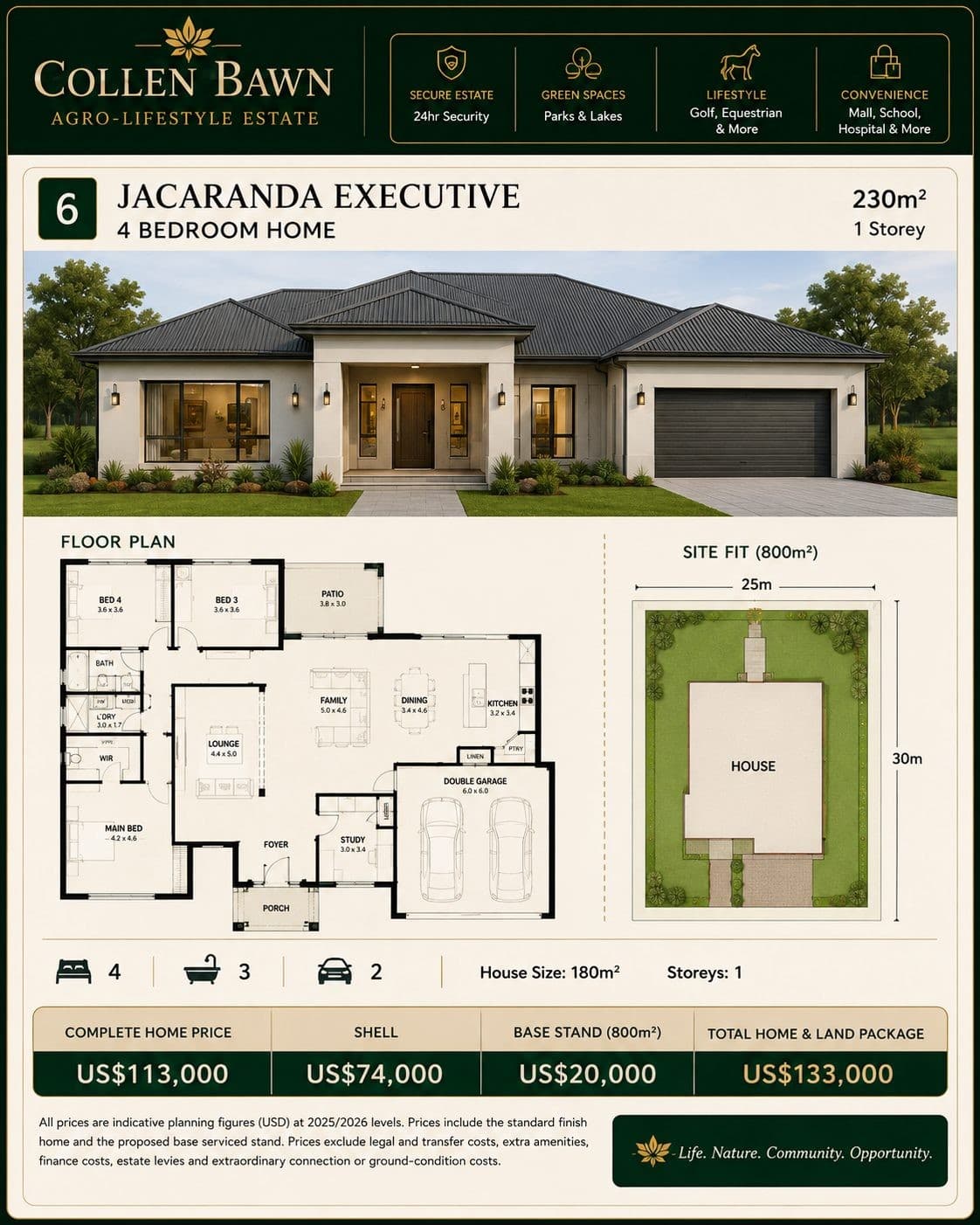 Jacaranda Executive Colleen Bawn home concept visual from the buyer pamphlet