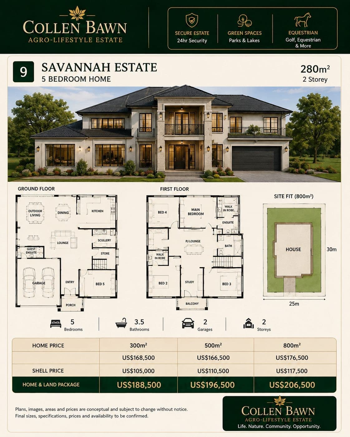 Savannah Estate Colleen Bawn home concept visual from the buyer pamphlet