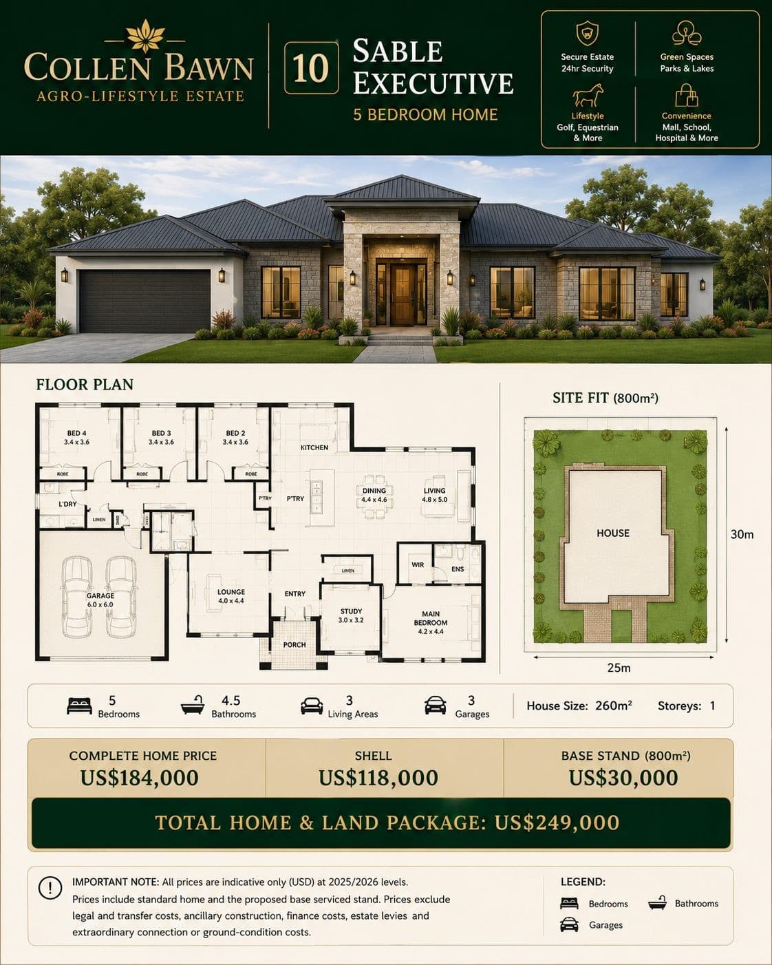 Sable Executive Colleen Bawn home concept visual from the buyer pamphlet