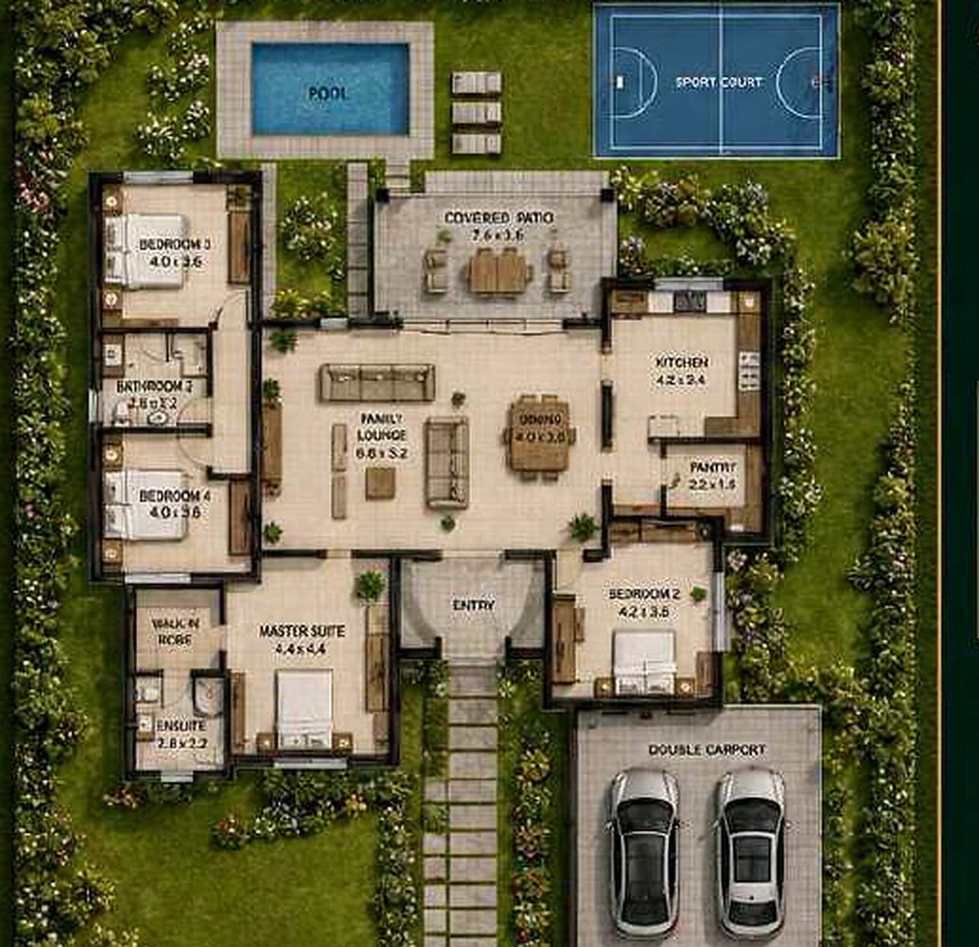 Practical Family Manor indicative one-acre site plan