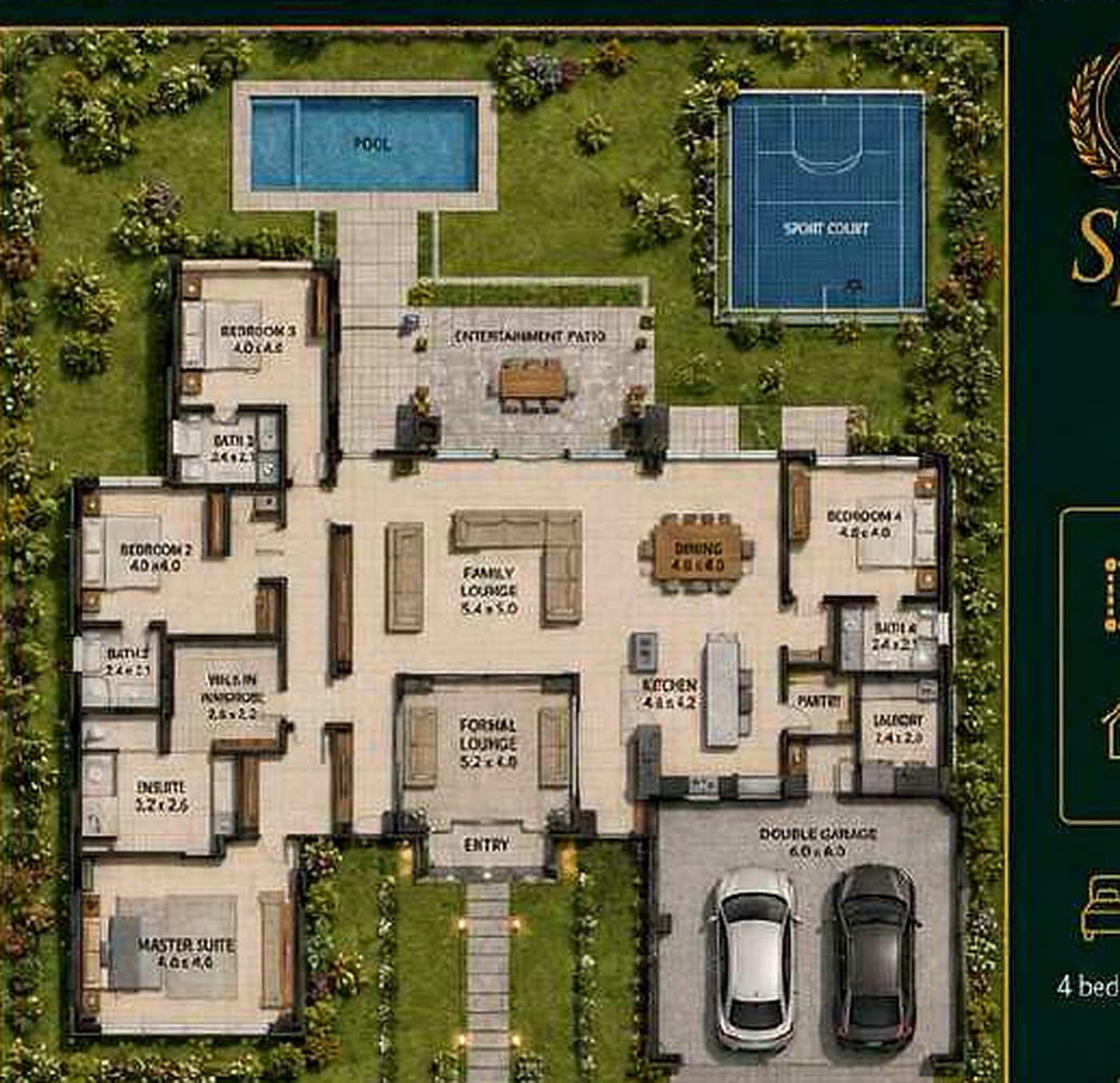 Split-Wing Signature Home indicative one-acre site plan