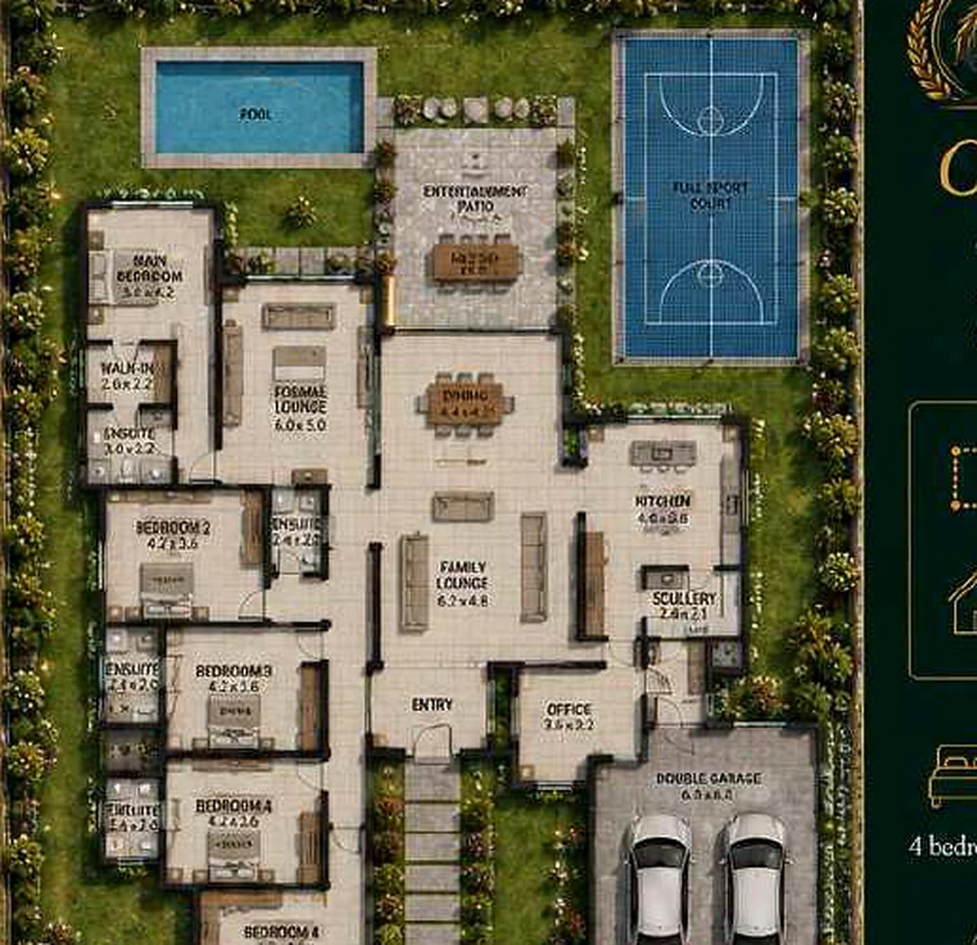 Contemporary Premium Villa indicative one-acre site plan