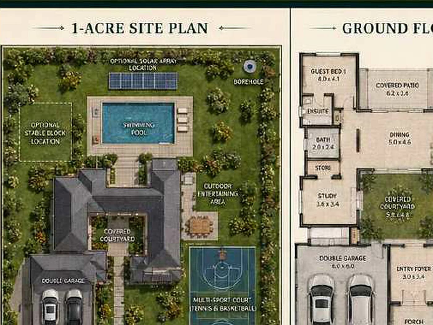 Courtyard Heritage Villa indicative one-acre site plan