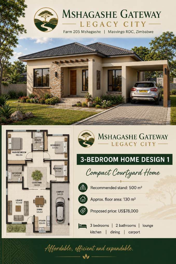 Mshagashe Gateway compact courtyard home concept visual from the buyer pamphlet.