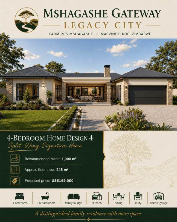 Mshagashe Gateway split-wing signature home concept visual from the buyer pamphlet.
