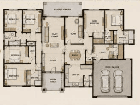 Modern Multi-Generational Residence source concept floor plan