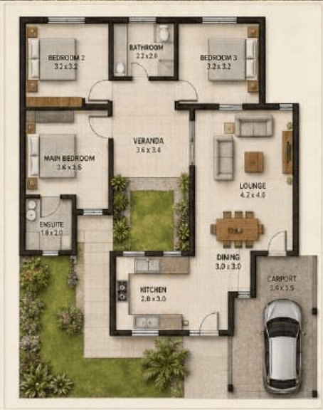Modern Gable Family Home source concept floor plan