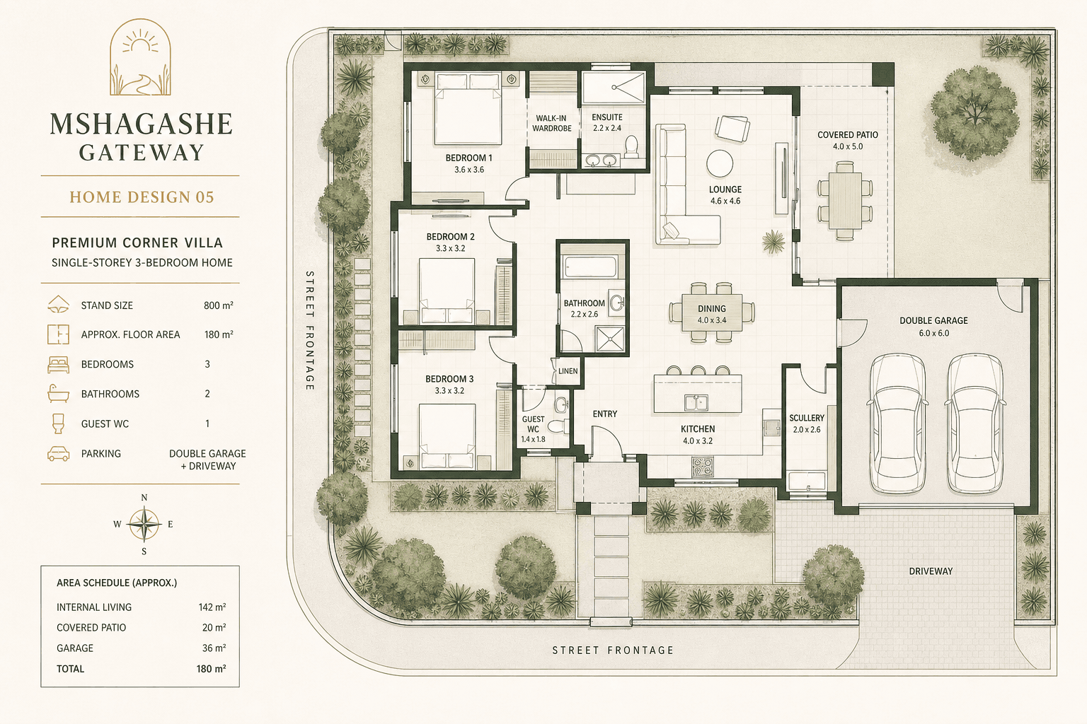 Premium Corner Villa illustrative generated floor plan