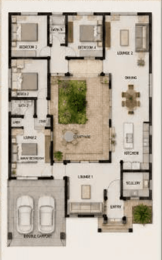 Executive Courtyard Home source concept floor plan