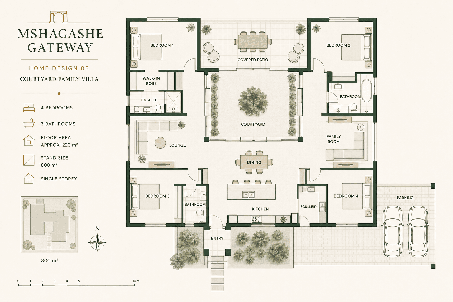 Courtyard Family Villa illustrative generated floor plan